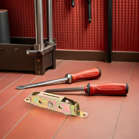 Premium Heavy Duty Sliding Door Wheel Pulley Replacement Kit featuring a smooth gliding double iron roller design and tools.