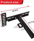 Solid As A Rock Universal Headboard Bracket Kit For Adjustable Beds showing dimensions 14.4 x 6.3 x 13.7 inches in black steel.