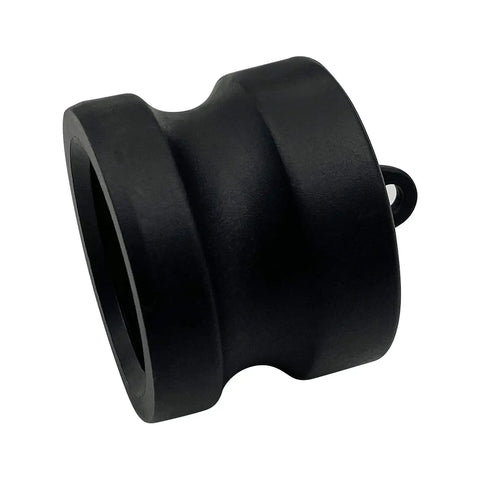 Close-up of 2 Pack Cam Lock Fittings DP-150 1-1/2 Inch Type DP Quick Disconnect Polypropylene Camlock Couplings With Dust Plug