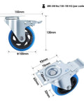 Four Inch Heavy Duty Swivel Caster Wheels With Dead Lock Brakes And Silent Non Marking Polyurethane Tires dimensions and features