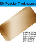Brass Shim Stock Assortment 6 Inch By 3 Inch Sheet With Six Thicknesses 0.002 0.004 0.006 0.008 0.012 0.016 For DIY Metalworking