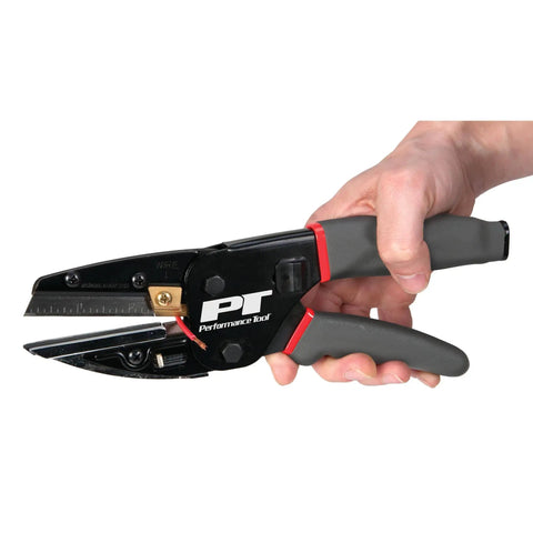 Three In One Power Cutting Tool That Works As A Wire Cutter, Box Cutter And Utility Knife shown with a hand for scale.
