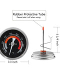 Upgrade Replacement Thermometer For Big Green Egg Grill With 3.3 Inch Large Dial Temperature Gauge 150 To 900 Fahrenheit Waterproof No Fog Glass Lens Easy Read BBQ Accessory with Rubber Protective Tube and Needle.