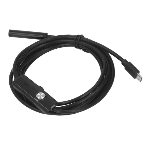 Solid Usb Industrial Endoscope With Six Bright Led Lights And Seven Millimeter Waterproof Probe showing the USB cable and control button.