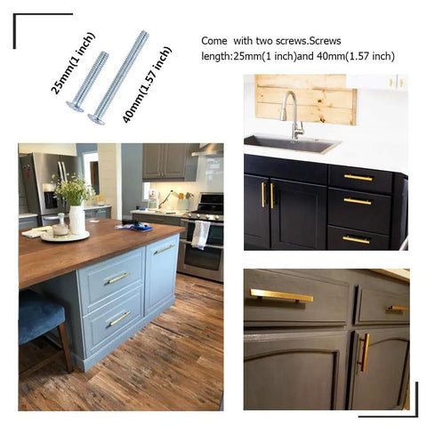 Big Time Upgrade Slick Brushed Gold Drawer Pulls 25 Pack Square T Bar Cabinet Handles For Kitchen And Closet Cupboards 3 Inch Hole Center Heavy Duty Hardware Set in modern kitchen.