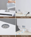 Lightweight Portable Countertop Dishwasher With Dual Water Modes And Five Custom Cycles Sleek Glass Viewer Zero Hookup Hassle showing filling port and water inlet hose.