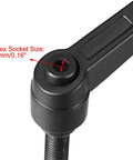 M8 25mm Adjustable Clamping Lever With Push Button Ratchet And Male Threaded Stud Knobs Close-up of Hex Socket 4mm Black