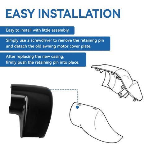 Diagram showing installation for RV Awning End Cap Replacement Kit Compatible With Altitude And Compass Arm Hardware R001931006.