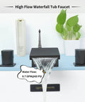 Waterfall Roman Tub Faucet Deck Mount With 3 Holes 2 Handles And Tub Filler High Flow Chrome Finish Solid Brass Construction
