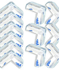 Heavy Duty Crystal Clear Corner Guards For Furniture Bed And Desk 12 Pack L Shaped Adhesive Bumpers Keep Kiddos Safe Smooth Sailing No Sweat Home Protection in a displayed arrangement.