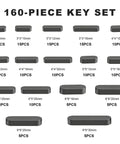Heavy Duty 160 Piece Woodruff Assortment Set 16 Sizes 3mm 4mm 5mm 6mm Carbon Steel Round Ended Shaft Keys Industrial Mechanical Assembly Car Parts Hardware Grade Stock Garage Shop Use Now displayed with size labels