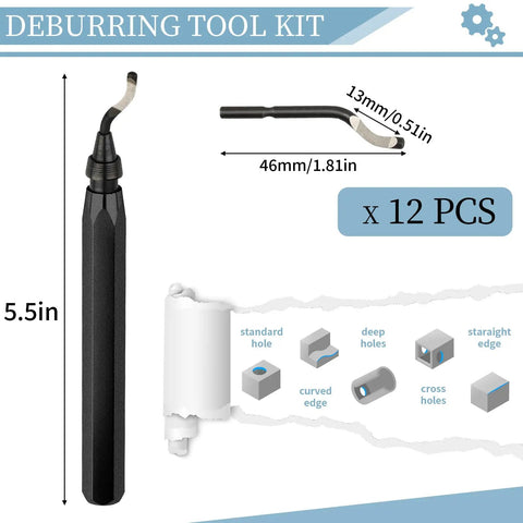 Workhorse Deburring Tool With 12 HSS Blades And Quick Swap Handle For 3D Prints Metal PVC And Plastic, Slaps Smooth Edges In Seconds