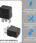 Drop In Nissan Compatible 12V DC Power Relay, 4 Pin, Beefy 35A Automotive Relay For General Purpose Switching, black relay design