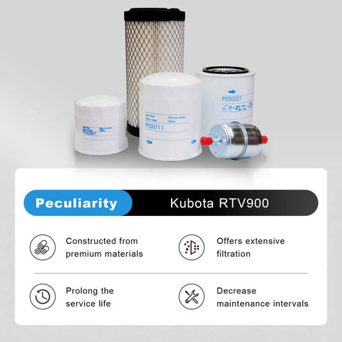 All-In-One Kubota RTV900 Maintenance Filter Kit Pro-Grade Hydraulic Engine And Fuel Filters P822686 P502067 P550227 P550711