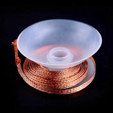 4Pcs 3.5mm Desoldering Braid Solder Removal Wick Wire Kit 1.5m Long for PCB Cleaning and Repair shown coiled on dispenser