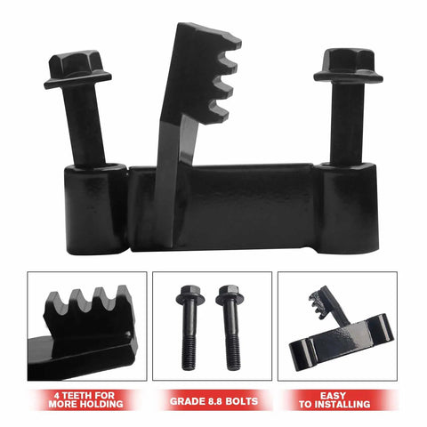 LS Flywheel Locking Tool For GM Rear Wheel V8 Engines with grade 8.8 bolts and teeth feature, black steel visible