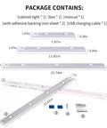 Package contents of Under Cabinet LED Light With Motion Sensor USB Rechargeable Closet Cabinet Light 23.6 Inch No Fuss Easy Install.