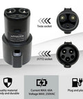 Rugged SAE J1772 To Tesla Charging Adapter 60 Amp 250V AC Electric Vehicle Plug And Play Backup Connector for Model 3 Y S X sockets.