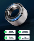 Close-up of a high-quality steel wheel hub and bearing assembly, showcasing features of easy maintenance and simple operation.