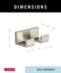 Dimensions of Double Towel Hook For Bathroom And Kitchen In Brilliance Stainless Steel, Corrosion Resistant Finish.