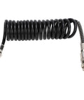 Heavy Gauge Three Meter Air Hose Built Like A Badass With Kink Resistant Flex Oil Resistant Rubber And Steel Made To Handle Air Compressor Jobs Without Breaking A Sweat, coiled black rubber hose with steel fittings.