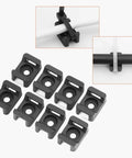 100 Pack Cable Tie Mounts With M5 Screw Holes, flat surface wire tie bases, 23x16x9 mm cord holders in use and display