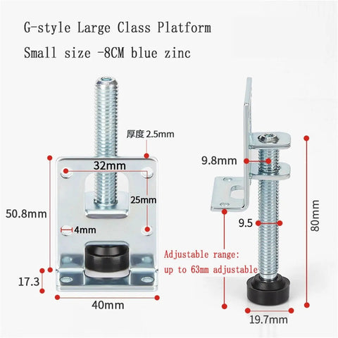 Beefy Adjustable Furniture Feet Kit 12Pcs Leveling Feet With Threaded Posts For Wardrobes And Tables Blue Zinc Dimensions