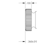 Technical drawing of 1/4-20 Thread Nylon Thumb Screws, 1 Inch Long, Black, 10 Pack for easy grip and quick hand tightening in use.