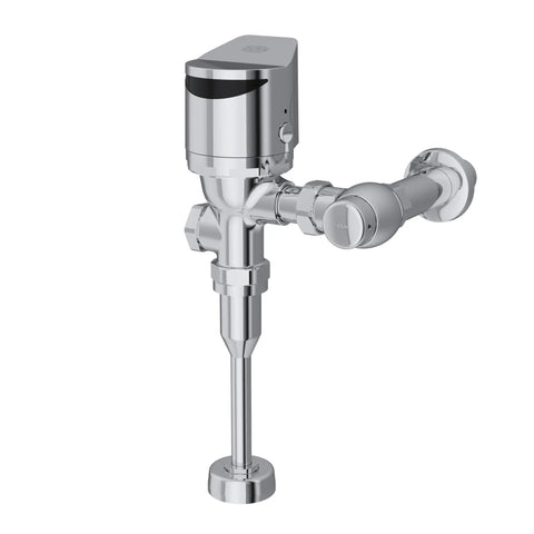 EZ Gear Driven 0.5 GPF Exposed Sensor Urinal Flush Valve With AquaSense Tech, side view, chrome finish