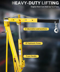 Detailed view of Heavy Duty 2 Ton Hydraulic Engine Hoist Crane with 4 adjustable load positions for effective lifting.