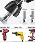 Heavy Duty External Chamfer Deburring Tool With Three Razor Sharp Tungsten Carbide Blades and Quick Change Hex Shank being used on bolts.