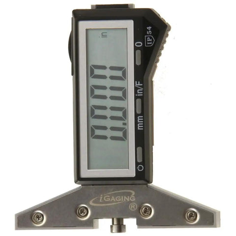 Professional Digital Plane Iron Checker And Jointer Knife Depth Setting Gauge With Strong Magnetic Base zoomed-in display showing precise measurements.