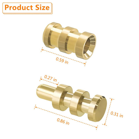 Premium Brass Table Leaf Dowel Pins And Extension Table Connectors, 8mm by 30mm, used for furniture alignment.