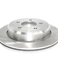 Side view of rear vented disc brake rotor for smooth stops with precise ABS signaling induction hardened raceways forged flange.