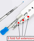 Full Extension Drawer Slides Beefy Heavy Duty Locking Runners With Side Mount Rails, 3 fold extension, blue handle detail