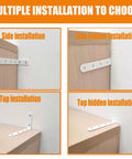 Multiple installation options for Heavy Duty Furniture Wall Anchors Rock Solid Baby Proofing Kit in white.