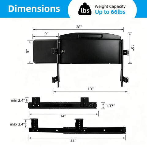 Heavy Duty Under Desk Keyboard Tray With Super Slick Glide Mechanism And 360 Rotating Mouse Platform Built Like A Tank For An Ergonomic Home Office Desk Setup At 28 Inches Long