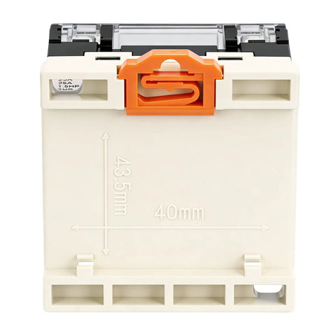 Rear view of Heavy Duty General Purpose Relay RGF2BD740L with 6 Pin DPST, LED Indicator, Protection Cover, 35mm DIN Rail Mount