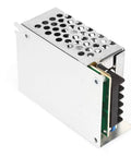 DC 12V 2A LED Switching Power Supply Driver Adapter 25W Rugged Industrial Aluminum Alloy Enclosure With Short Circuit And Over Temperature Protection Dual Cooling Convection And Built In Fan, silver vented housing
