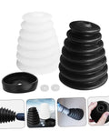 2 Pack Electric Drill Dust Collector With Spacious Debris Catching Bowl For Drywall And Masonry Ceiling Work Zero Hassle Snap Mount, black and white bowls.