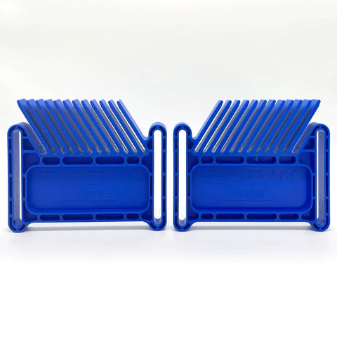 Stackable Featherboard Safety Tool For Table Saws, Router Tables And Band Saws With Miter Slots, set of 2 in blue polymer