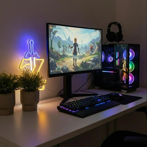Zelda Sword Neon Sign LED Light For Gaming Room Decor Lit Neon Wall Mount USB Powered 8.2 By 16.1 Inches With Transparent Plexiglass