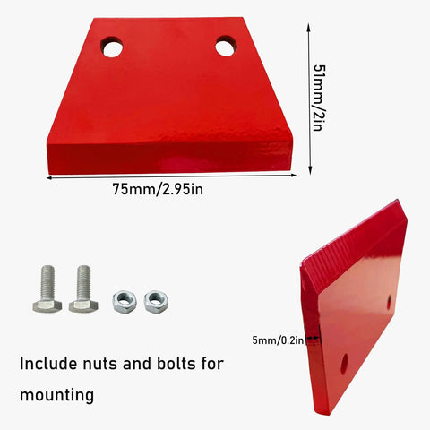 Heavy Duty 6 Inch Red Replacement Blade For Earth Auger With Durable Manganese Steel And Carbon Tungsten Coating, side view with bolts