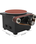Get Your Hands On This Mini Belt Sander With 6 Inch Sanding Disc And Spindle Tool. Compact design with 100W motor.