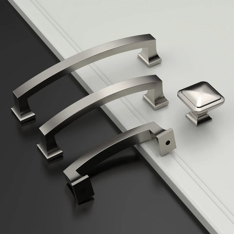 Brushed Satin Nickel Cabinet Pulls 4 Inch 102mm Hole Center Kitchen Cabinet Handles Drawer Pulls 10 Pack Solid Dresser Hardware