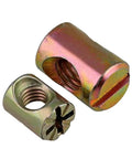 Heavy Duty Barrel Nuts Set For Furniture Assembly M6 To M8 Cross Dowel Nuts With Slotted Hammer Embedded Fit Zinc Alloy