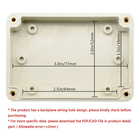 Waterproof Dustproof IP65 ABS Plastic Junction Box Enclosure interior dimensions 3.0 x 2.05 x 1.1 inches pale gray view