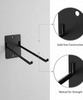 Heavy Duty Iron Wall Mount Tool Rack For Shovels And Rakes, showing iron construction and welding details, black finish