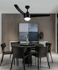Dining room with 52 Inch Black Ceiling Fan With Remote Control And Light Kit For Bedroom Living Room Kitchen Whisper Quiet 3 Speed