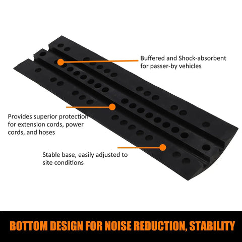 Tough As Nails Heavy Duty Rubber Speed Bumps 3.3 Feet Two Pack, Modular Traffic Hump With Built In Cable Channel Protector, Bolt Down Car Ramps For Driveway Concrete And Parking Lots
